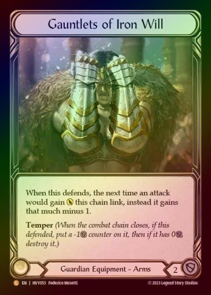 画像1: 【EN】【RF】[Guardian] 鋼鉄の信念/Gauntlets of Iron Will [HVY053-L] Rainbow Foil (1)
