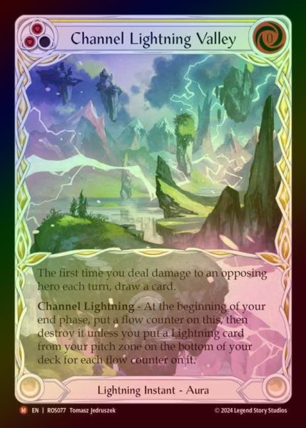画像1: 【RF】【EN】[Lightning] 稲妻峡谷の導き/Channel Lightning Valley (Extended Art) [ROS077-M] (1)