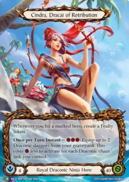 画像1: 【EN】【Rainbow Foil】[Royal Draconic Ninja] Cindra, Dracai of Retribution / 報復のドラカイ、シンドラ [P]《HER144》 (1)