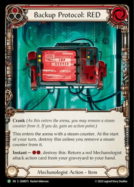画像1: 【EN】【Cold Foil】[Mechanologist] Backup Protocol: RED / バックアップ手順：RED (赤) [P]《GEM073》 (1)