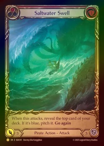 画像1: 【CF】【EN】[Pirate] 海生のうねり/Saltwater Swell (red) (Extended Art) [SEA141-R] (1)